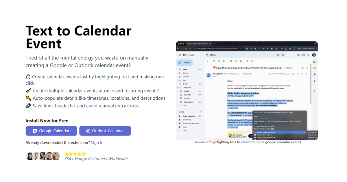 Text to Calendar preview image