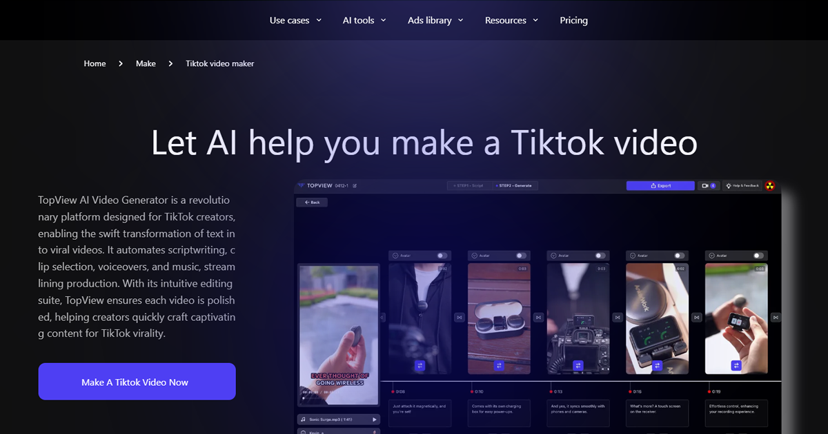 Topview AI TikTok Video Generator preview image