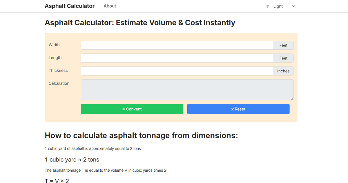 Asphalt Calculator preview image